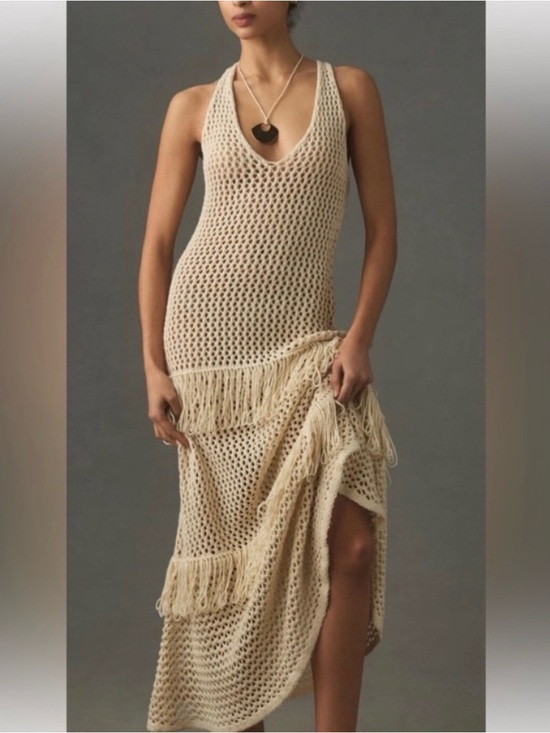 Anthropologie Dresses & Skirts - Anthropologie Cream Open-Knit Crochet Vest